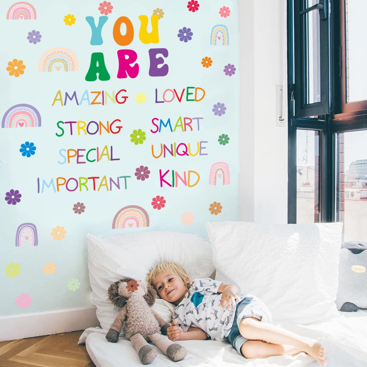 Colorful Inspirational Wall Decals You Are Quote Wall Stickers Small Flower Rainbows Wall Decals Motivational Phrases Wall Stick