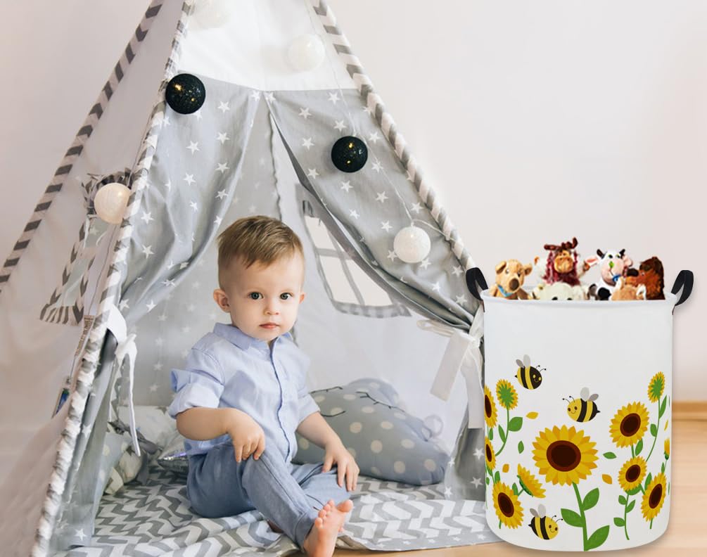 Ddbasket Sunflower Laundry Basket Kidshamper For Nursery Boy And Girl Dinosaur Hamper Cute Kids Toys Storage Bin Organizer Room