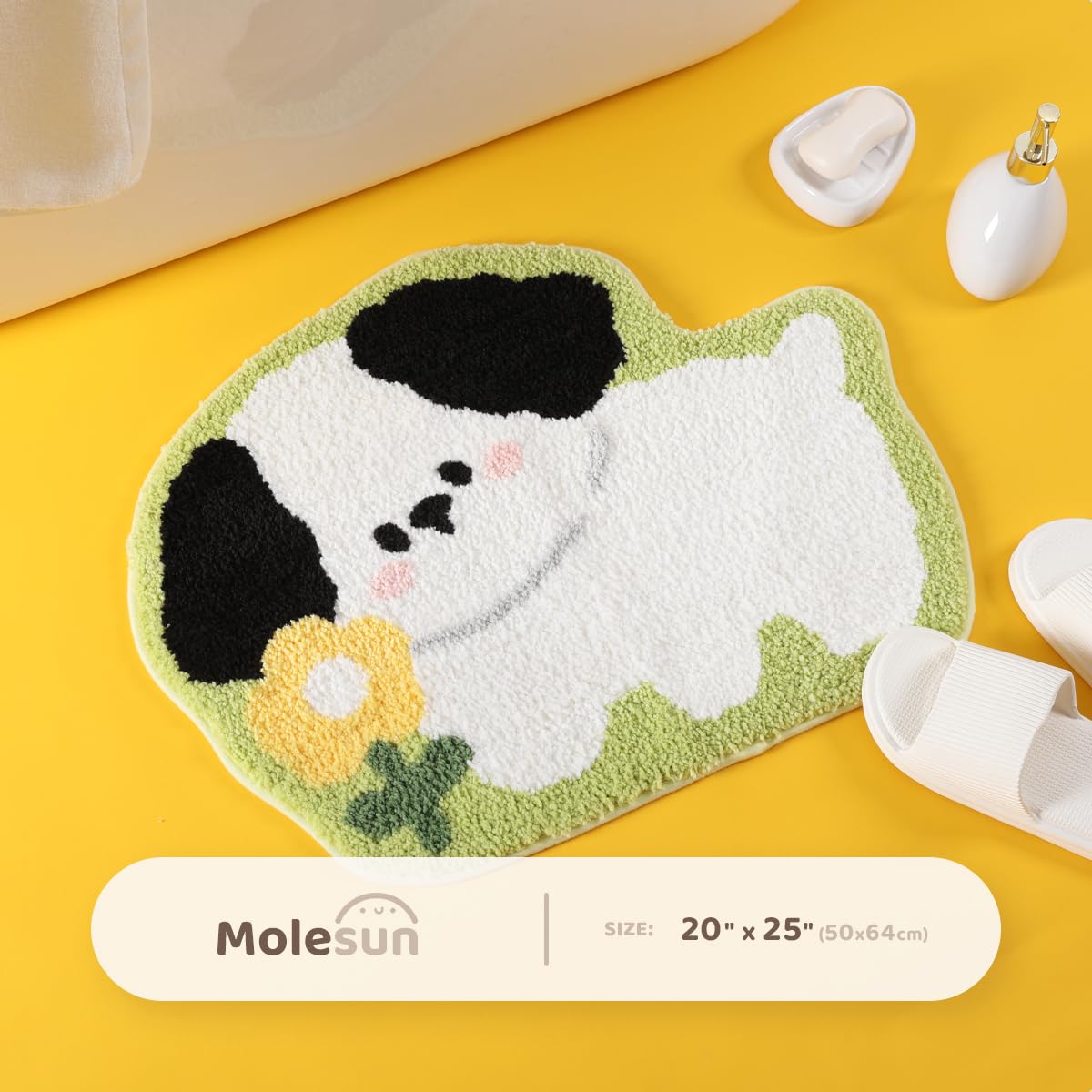 Molesun Dog Bathroom Rug Animal Bath Mat, Non-Slip Soft Shower Rug Microfiber Cute Bath Rug For Kids, Water Absorbent Thick Shag