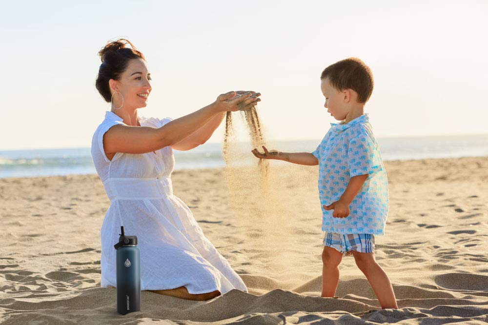 Sendestar Water Bottle 32Oz Double Wall Vacuum Insulated Leak Proof Stainless Steel Sports Water Bottle-Wide Mouth With New Flex