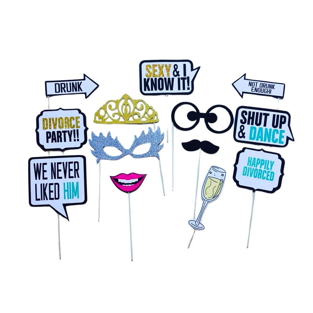 [Usa-Sales] Divorce Party Photo Booth Props, Divorce Party Decorations, Attached To The Sticks, No Diy Required, By Usa-Sales Se