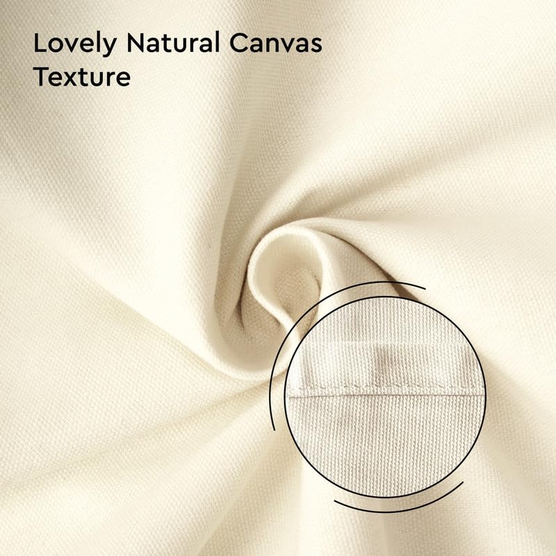 Encasa Table Runner 13X91 In Long | Cotton Canvas Fabric | Natural Solid Color | Machine Washable & Durable