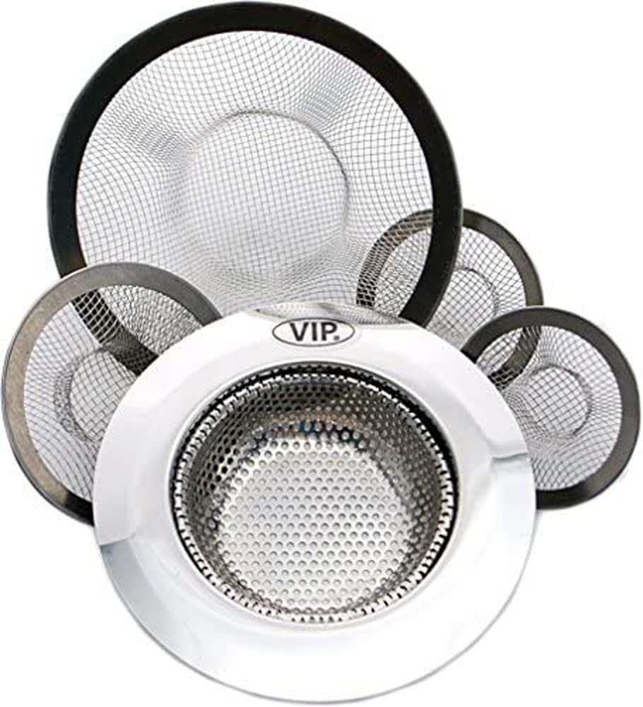 Vip Home Essentials Stainless Steel Sink Strainer Set- 5 Pieces, Fits Most Kitchen, Bathroom Sinks, Shower Drains