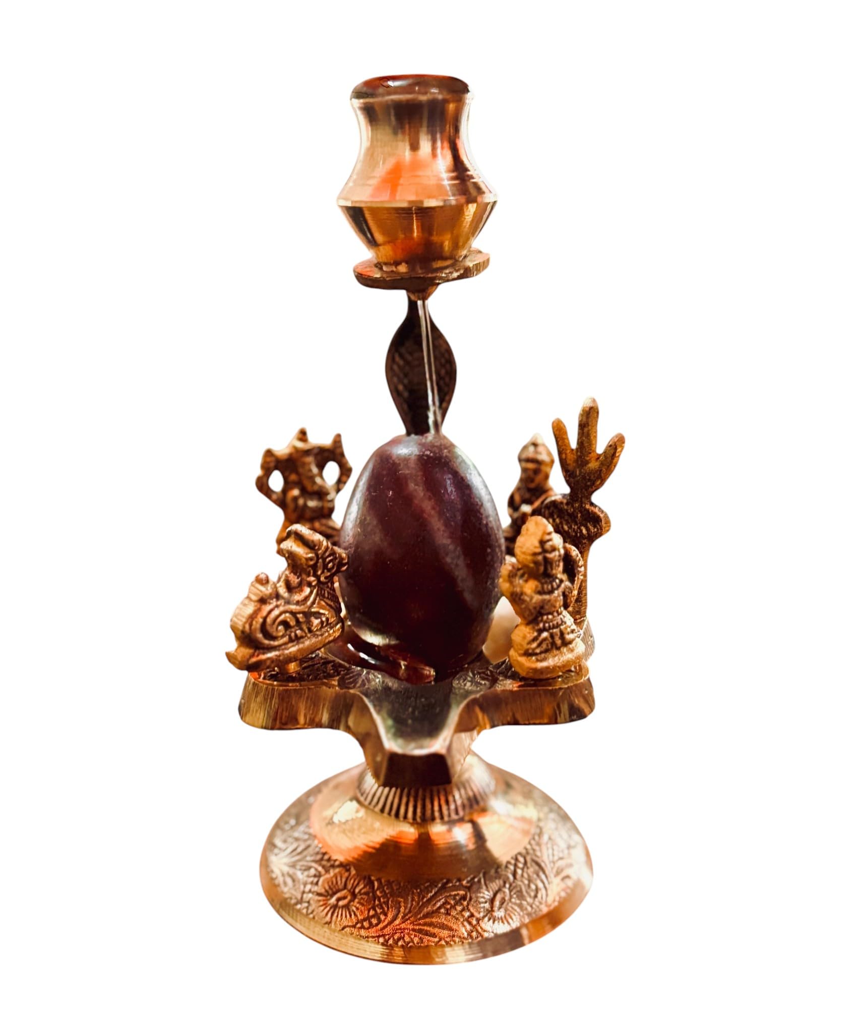 Srimaa Ventures Shiv Parivar Brass Idol | Narmadeshwar Lingam With Parvati, Ganesh, Kartikeya & Nandi Ji Divine Murti For Jalabh
