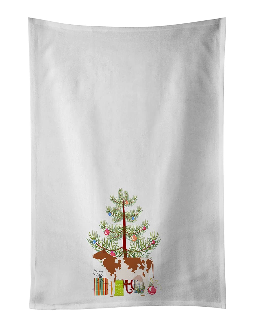 Ayrshire Cow Christmas White Kitchen Towel Set of 2