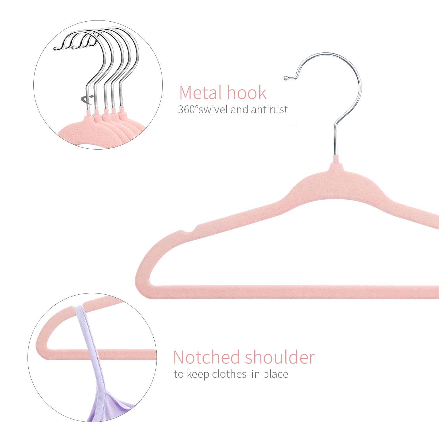 Mangotree Baby Hangers, Childrens Hangers Kids Coat Hangers With Ultra Thin & Non-Slip Design 15 Pack (Pink)