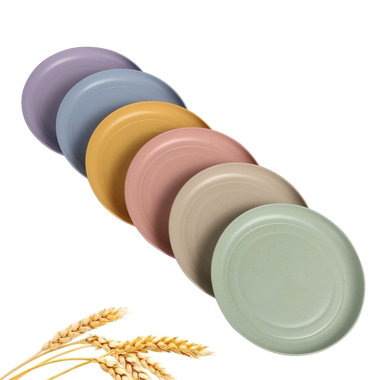 CAMBUY Wheat Straw Plates Lightweight Unbreakable Dinner Dishes Plates Set Dishwasher & Microwave Safe (Small 6 Pack 5.9)