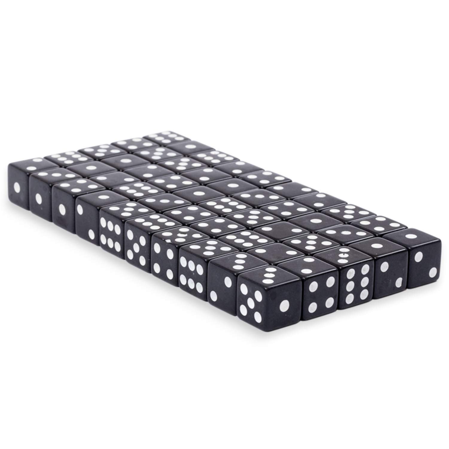 Regal Games - 6-Sided Urea Game Dice Set - Standard 16Mm Size - 50 Count - Black - Perfect For Group Events, Bulk Buying