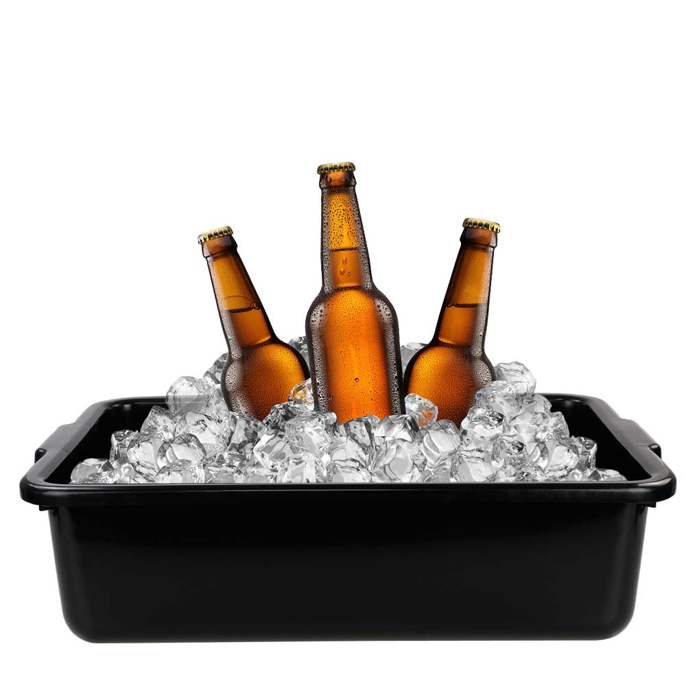 Eudokkyna 24 Liters Large Commercial Bus Tubs, Plastic Bus Box Dish Bin Set Of 4, Black