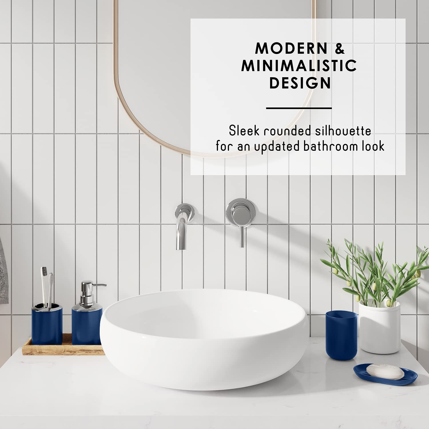 Clara Clark Bathroom Set - Navy Bathroom Accessories Set  Bathroom Sets with Shower Curtain and Rugs  23PC Shower Curtain Set with Liner  Soap Dispenser  Soap Dish  Toilet Brush Holder  and Trash Can