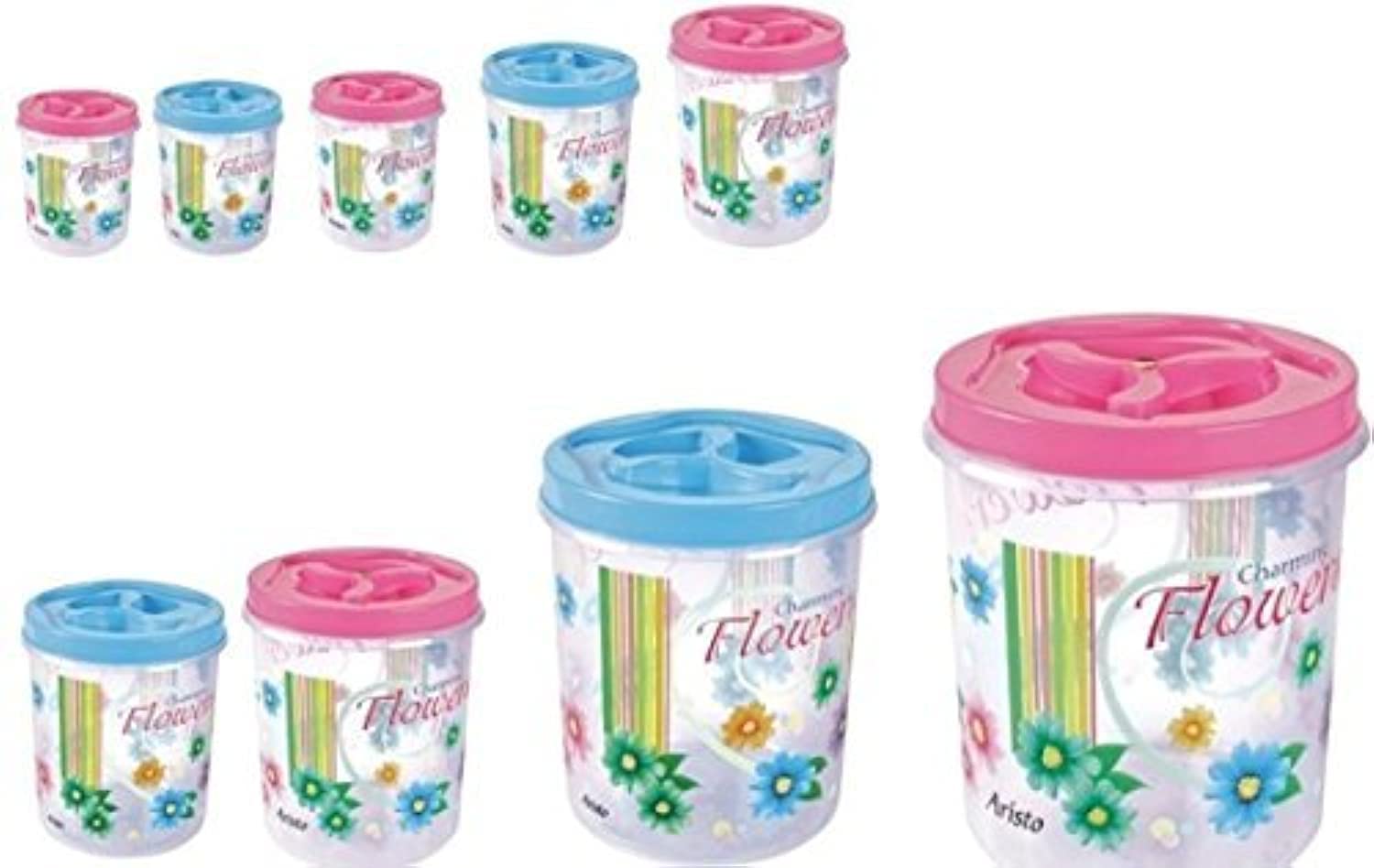 Aristo Store Queen AirTight Storage Container For Kitchen, Plastic Jar For Storing Spices, Snacks, Grains, Dals Set Of 9,Tranpa
