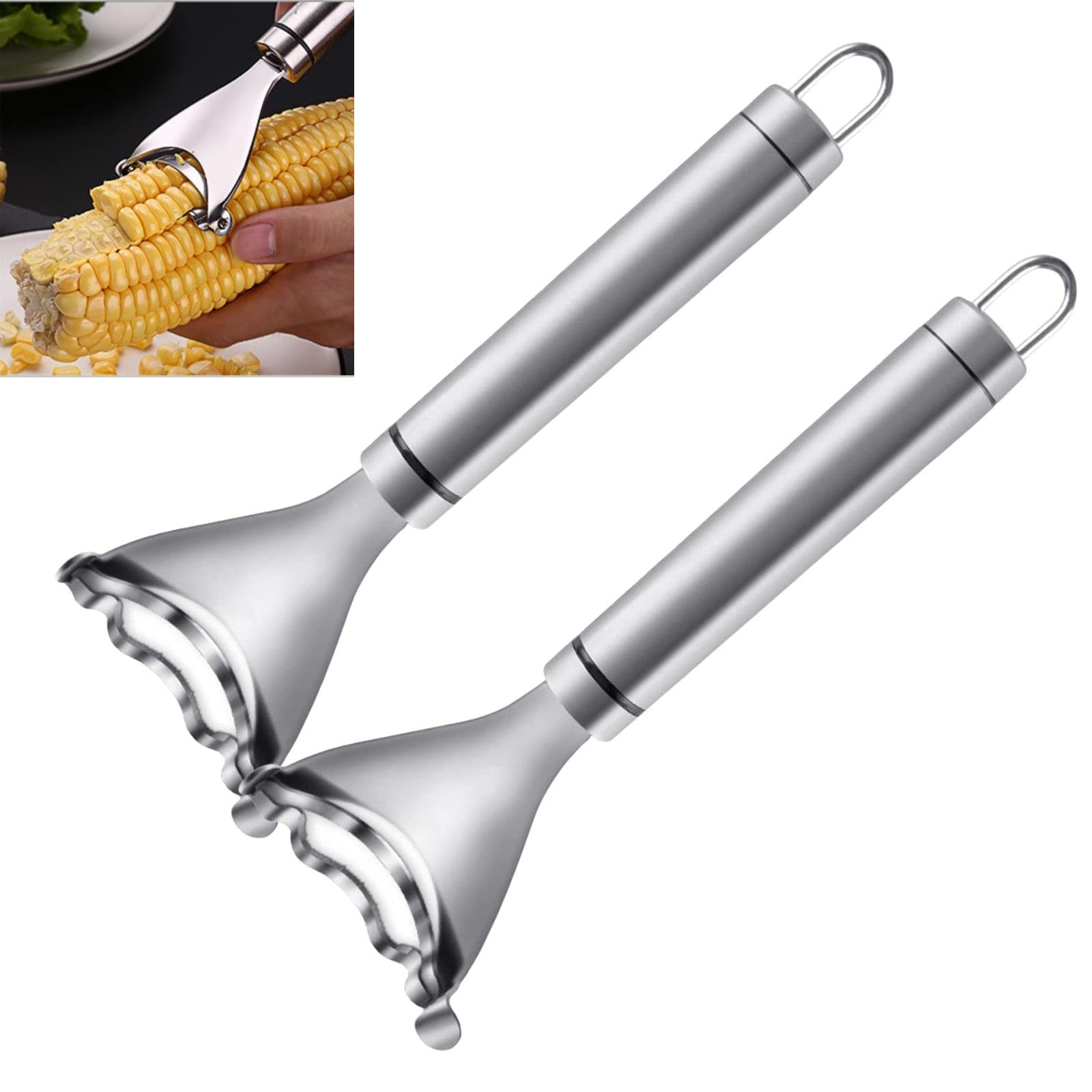 2Pcs Magic Corn Cutter Peeler, Corn Stripper Cob Stripper Tool,Premium Stainless Steel Corn Thresher Cob Remover Tool With Ergon