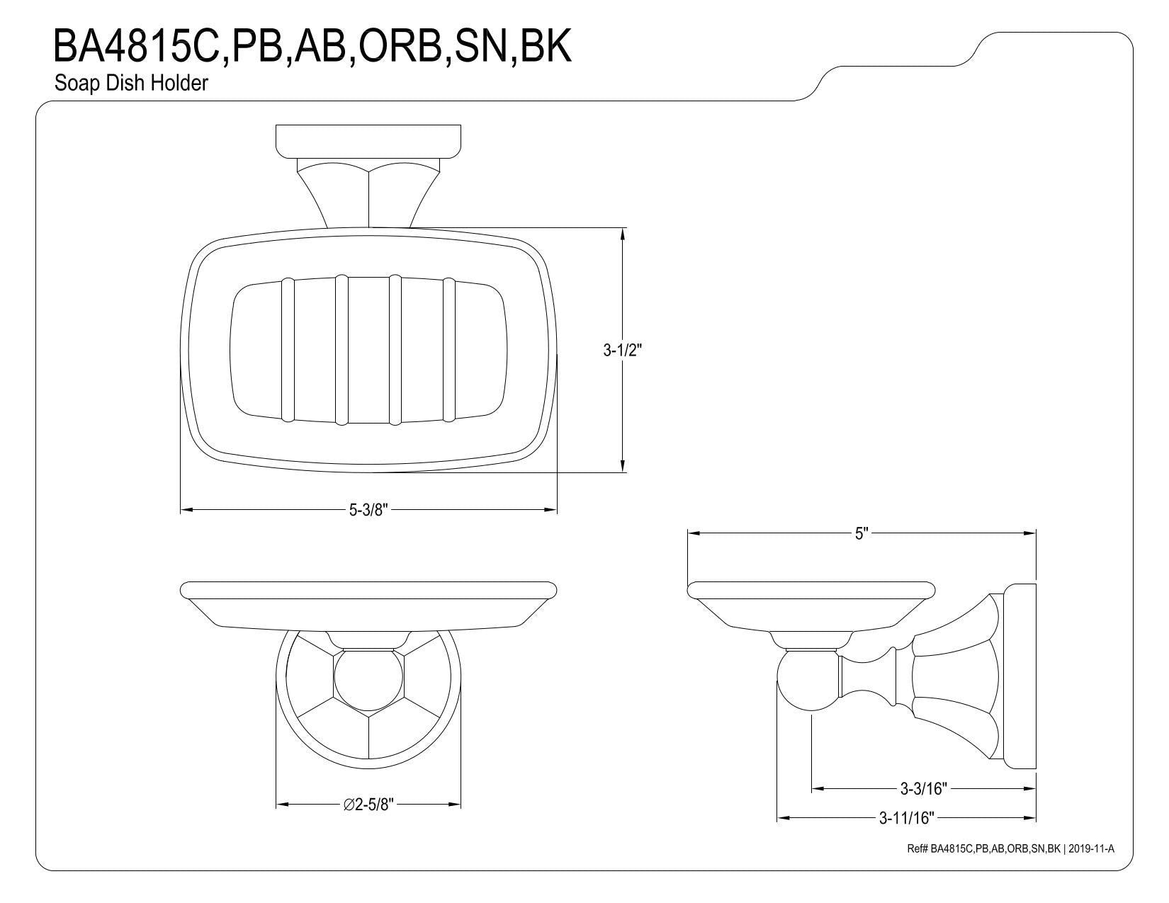 Kingston Brass BA4815C Metropolitan Wall Mount Soap Dish Holder  Polished Chrome