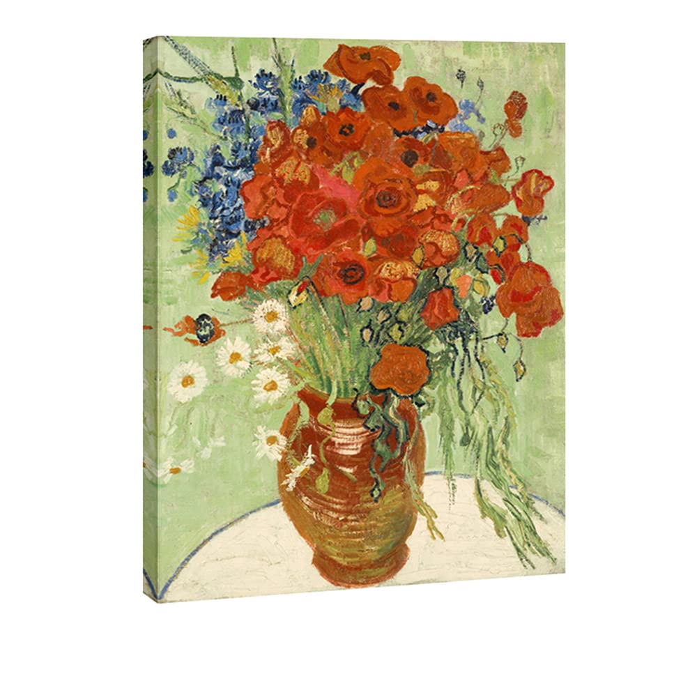 Wieco Art Red Poppies And Daisies Large Canvas Prints Wall Art Of Van Gogh Famous Artwork Floral Oil Paintings Reproduction Abst