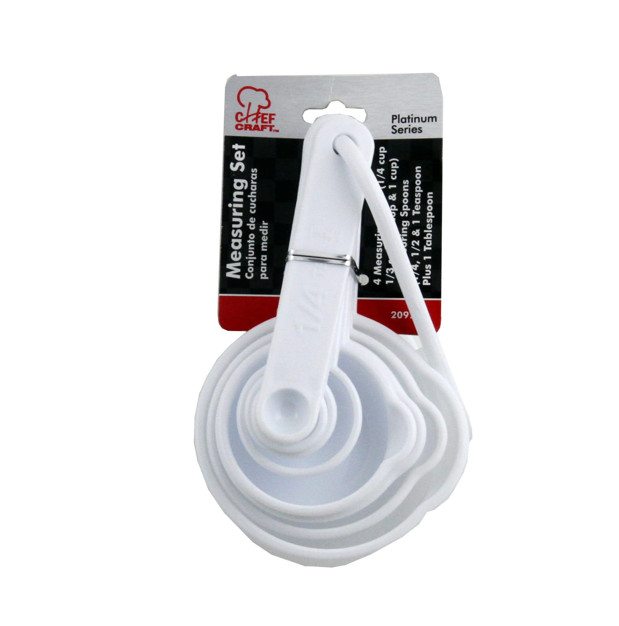 Chef Craft Select Plastic 8 Piece Measuring Set, 1/4 Tsp, 1/2 Tsp, 1 Tsp, 1 Tbsp, 1/4 Cup, 1/3 Cup, 1/2 Cup And 1 Cup Size, Whit