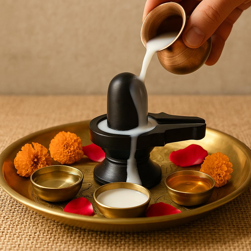 Athizay Stone Shivling  6 Cm  Black  Compact Idol For Pooja, Car Dashboard, Gifting
