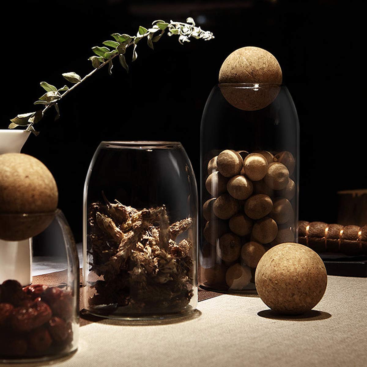 Svy Glass Storage Jar With Airtight Seal Wood Lid Ball Clear Jar (700 Milliliter)