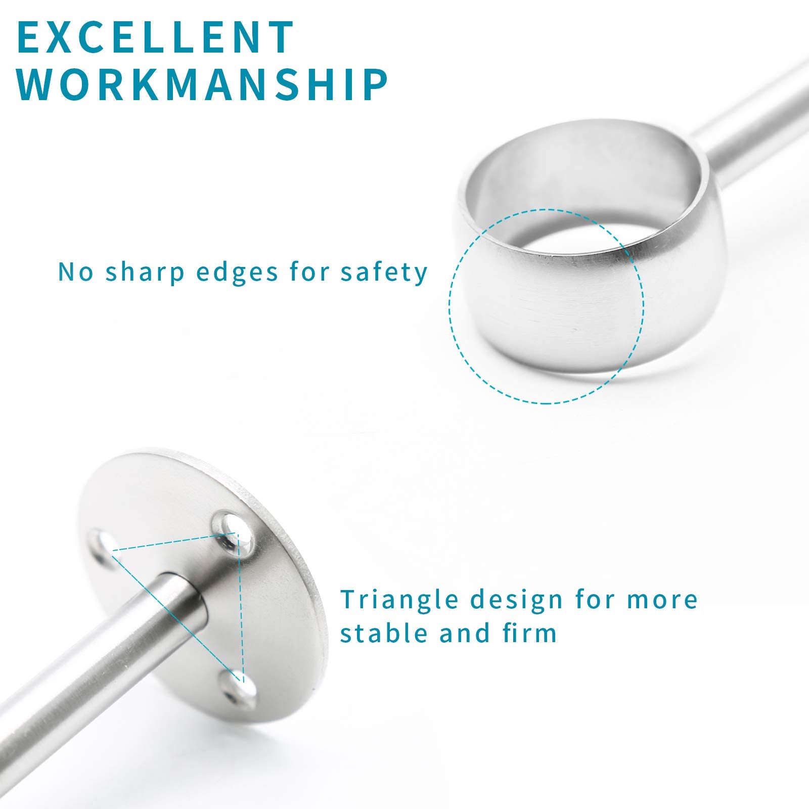 Jiozermi 8 Pcs 1 Inch Ceiling Mount Curtain Rod Bracket, Flange Closet Rod Holder, Heavy Duty Stainless Steel Shower Curtain Rod