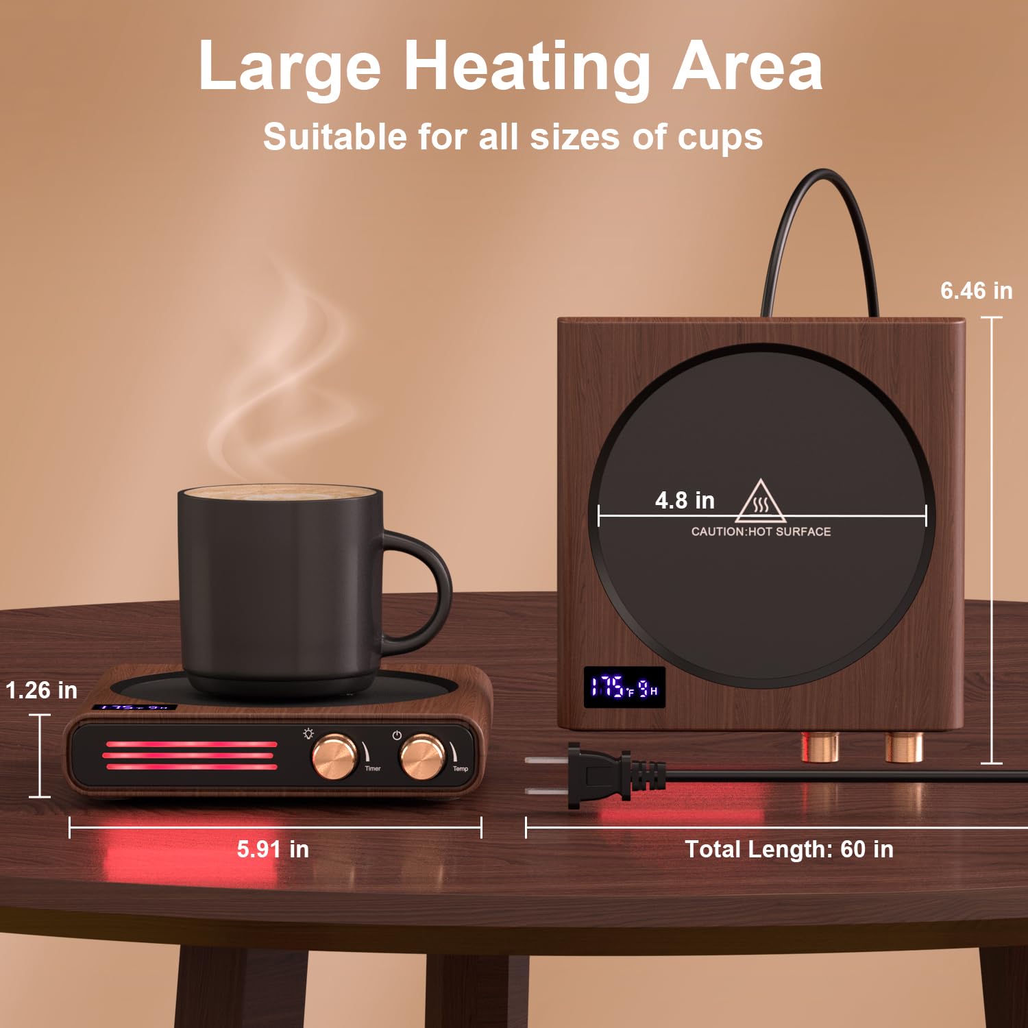 Mug Warmer, Cerobear 50W Coffee Cup Warmer For Desk With 9 Tempreture Settings, 1-9Hrs Auto Shut Off Smart Candle Warmer With Le