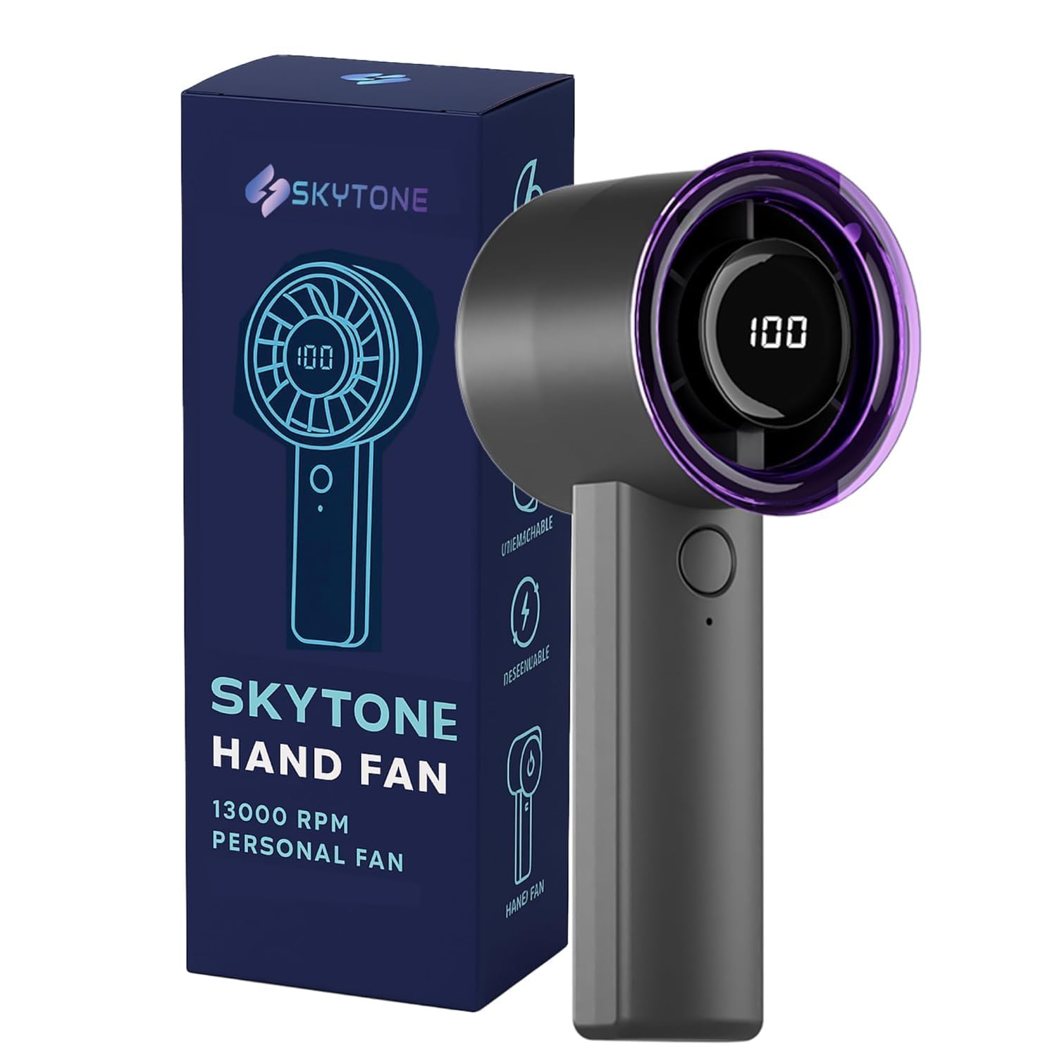Skytone Hand Fan Portable, Powerful Hand Fan Cute Design 5 Speed13000 Rpm, LightweightCompact & Lightweight  Ideal For Home, 