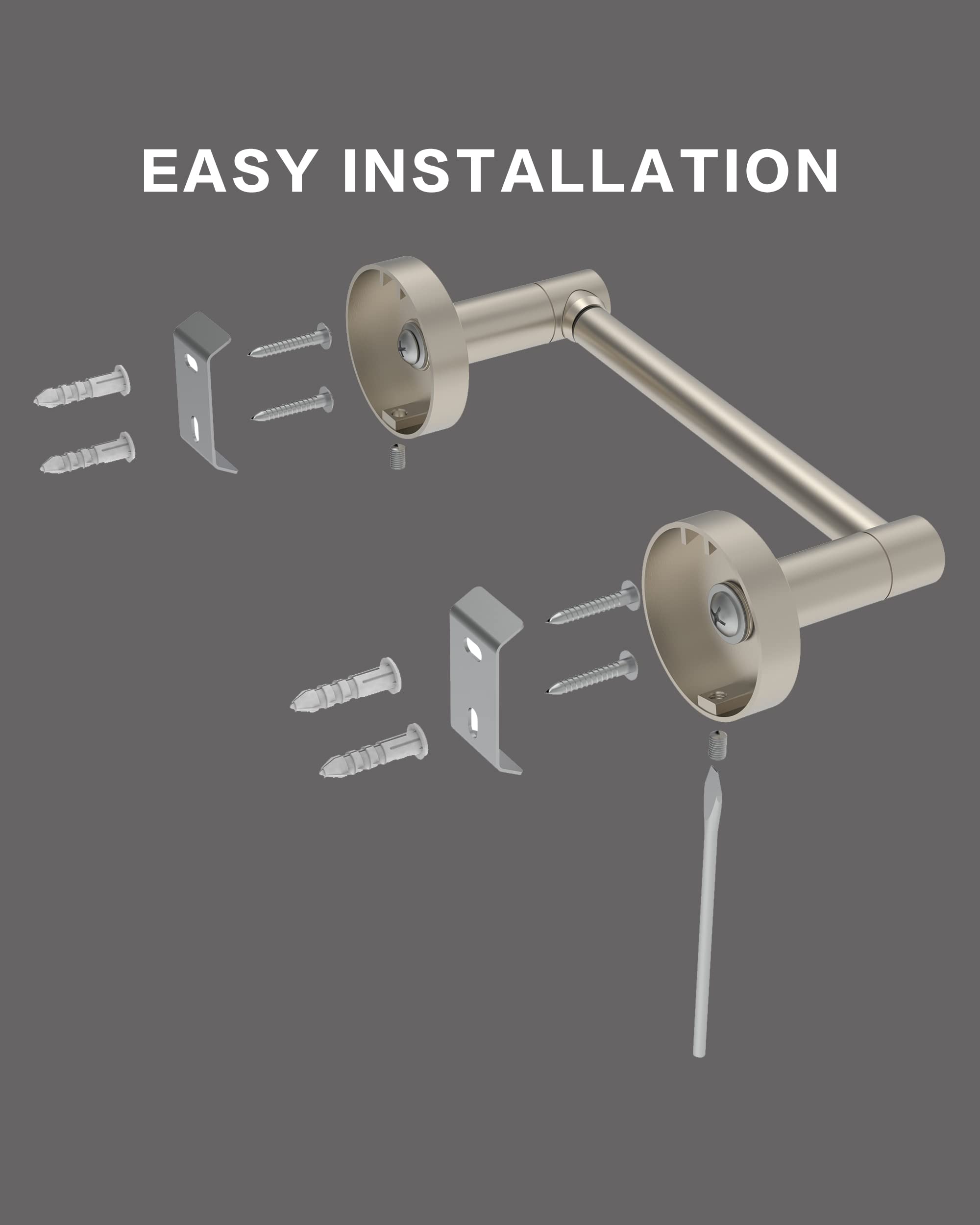 Fixsen Toilet Paper Holder Brushed Nickel Bathroom Double Post Pivoting Tissue Roll Holder Stainless Steel and Zinc Alloy Wall Mount Detachable (Brushed Nickel 2PC  1)