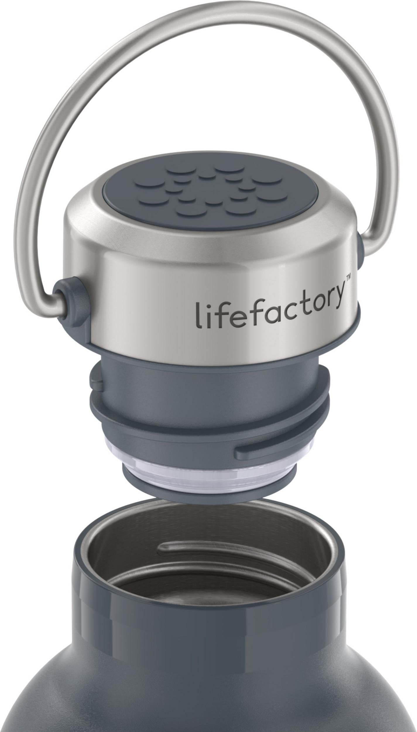LIfeFactory Stainless Steel Vacuum-Insulated Sport Bottle  20 Ounce  Carbon
