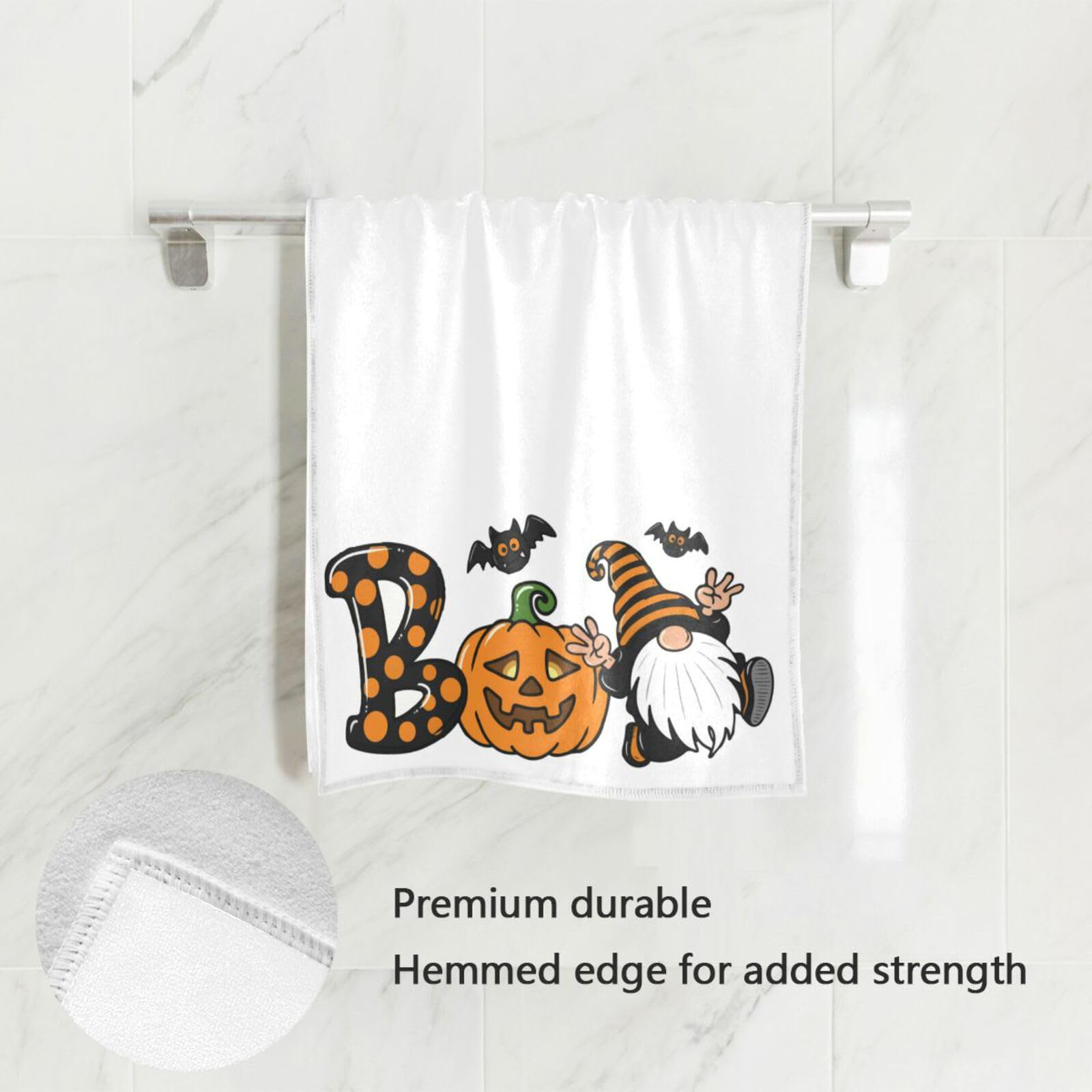 Vdsrup Halloween Bat Hand Towels Gnome Face Towel Soft Thin Guest Towel Portable Kitchen Tea Towels Dish Washcloths Bath Decorat