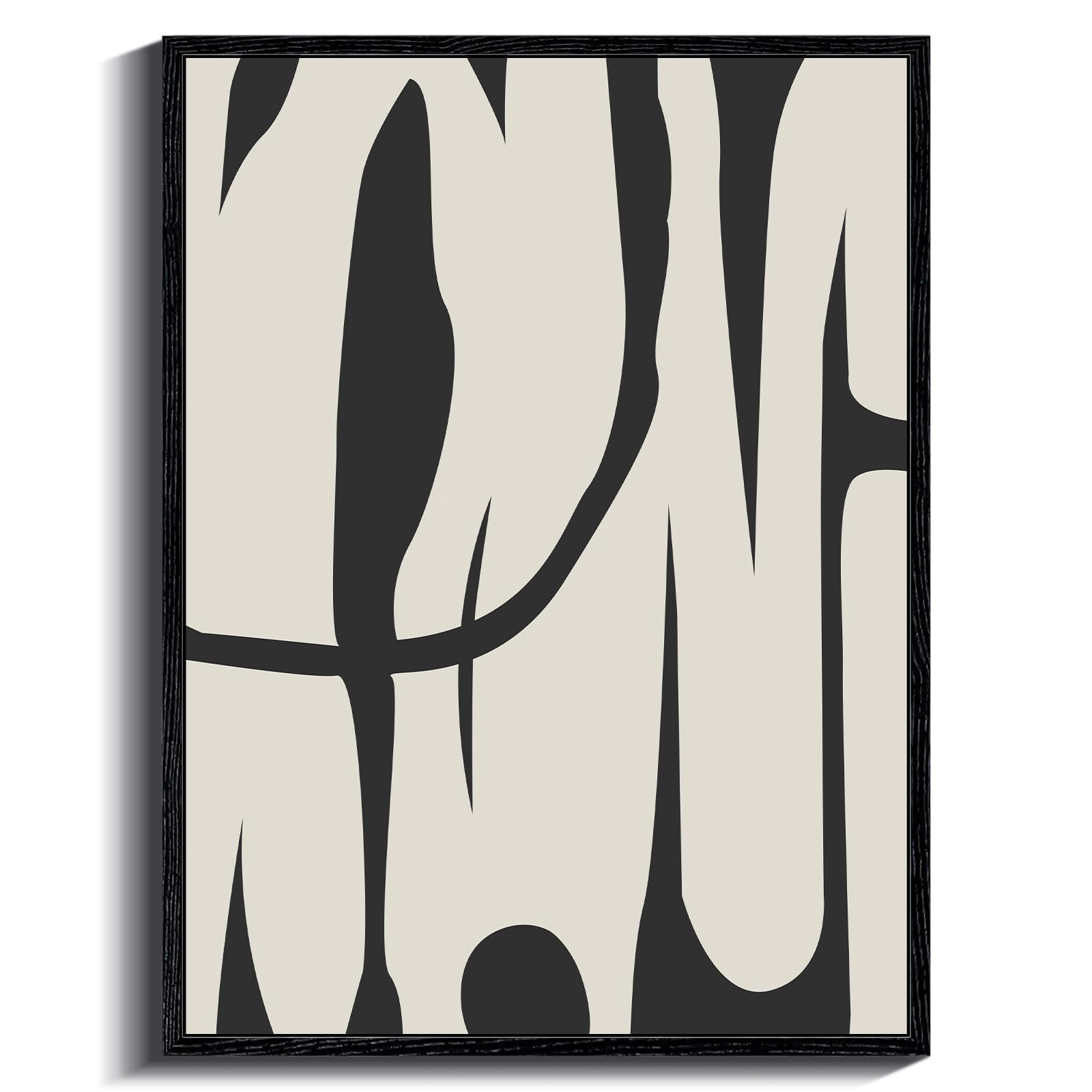 Arpeotcy Black Framed Canvas Wall Art, Line Art Minimalist Paintings Artworks, Black And White Abstract Pictures Decor, Prints H