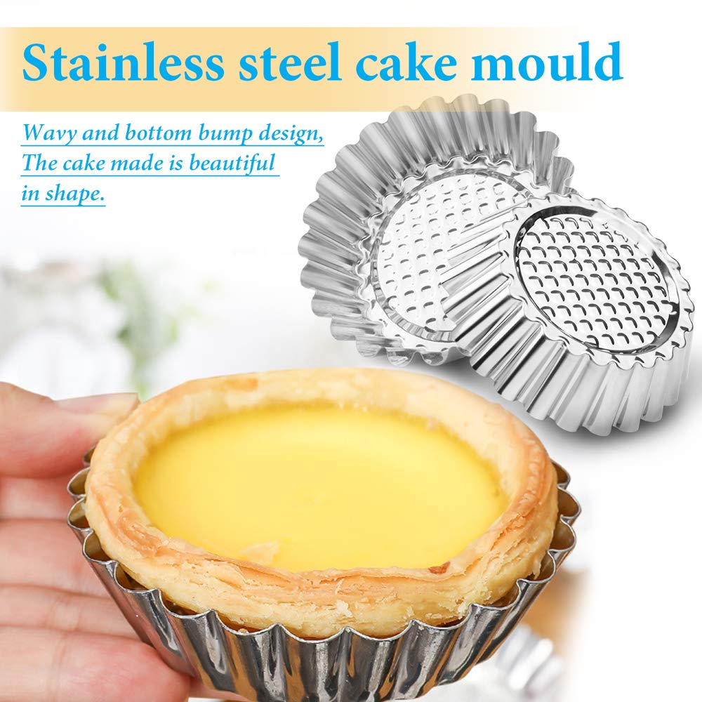 Amytalk 20 Packs Cupcake Mold, 3.8Inch Stainless Steel Mini Pie Tartlet Cupcake Cake Muffin Mold Tin Pan Baking Tool