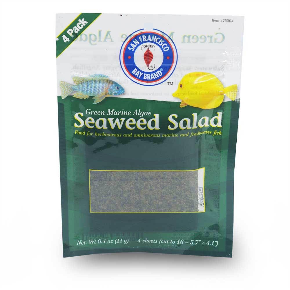 San Francisco Bay Brand Green Seaweed Salad Dried Marine Algae Bulk (0.4 Ounce 16 Mini Sheets) Aquarium Fish Food for Saltwater 