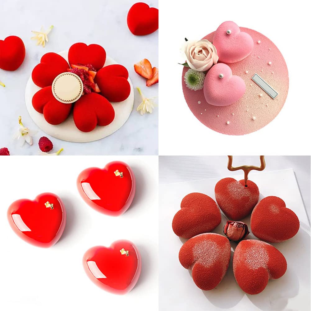 Arcemain 2 Pcs Heart Shaped Mold, Love Heart Cake Mould 3D Heart Shaped Mould 8 Cavities Heart Shaped Mold For Diy Chocolate Pas