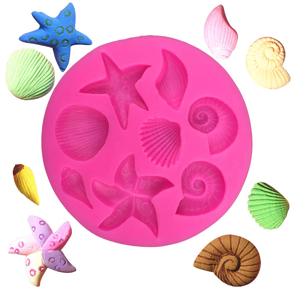 Marine Theme Seashell Conch Starfish Fish Silicone Mold For Diy Under The Sea Style Handmade Fondant Candy Making Chocolate Dess