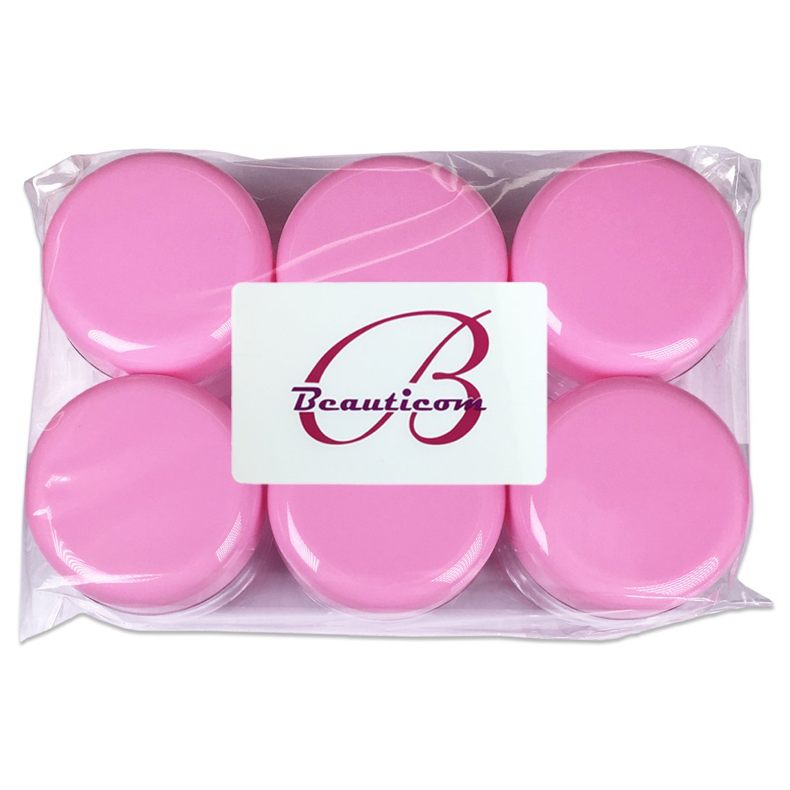 Beauticom 12 Pieces, 30 Gram 30 Ml (1 Ounce) Round Clear Refillable Empty Plastic Jars With Pink Screw Cap Lids For Storing Loos