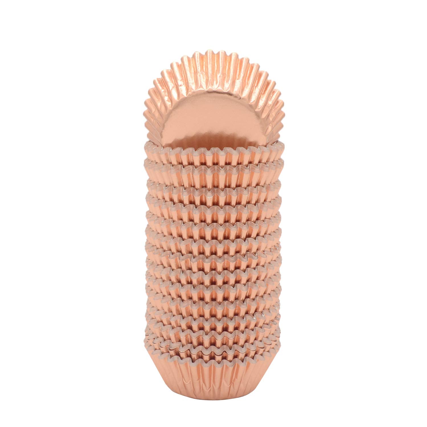 Mombake Mini Rose Gold Foil Cupcake Liners Muffin Baking Cups For Party And More, 300-Count
