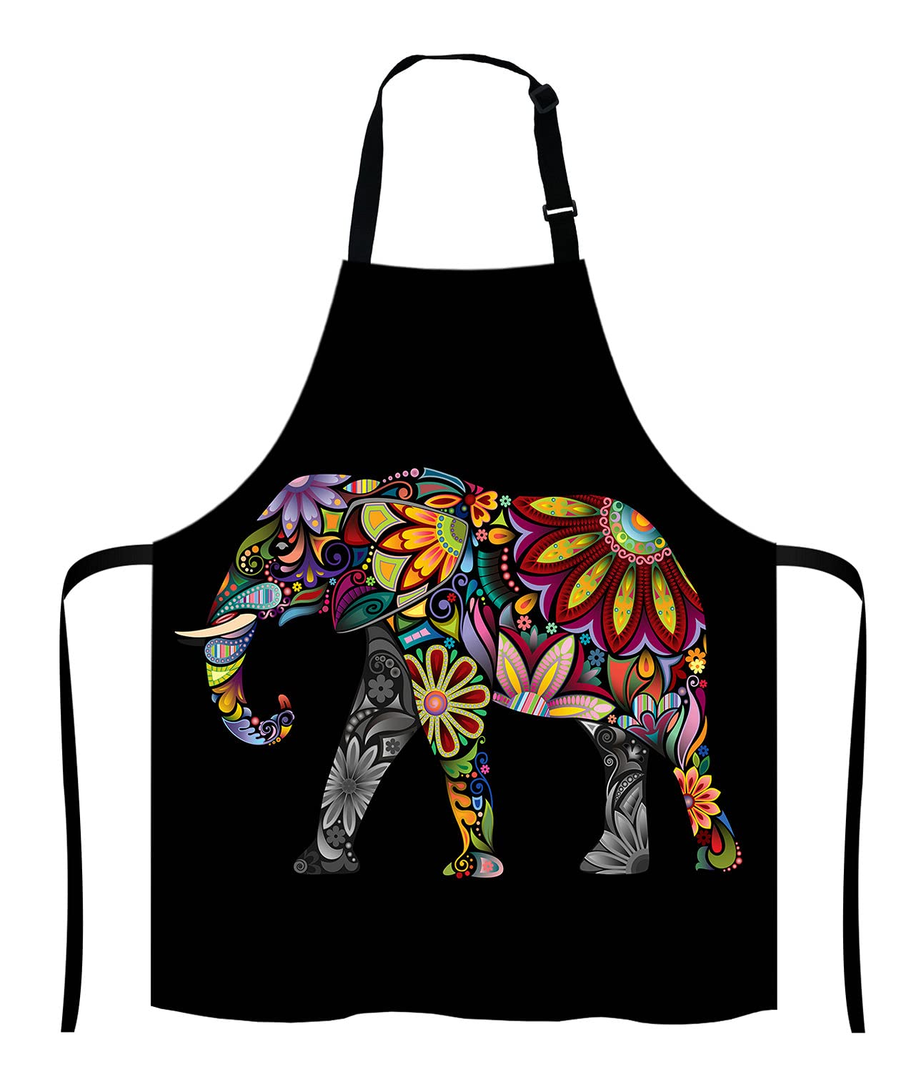 Funny Apron For Women And Men,Mandala Floral Elephant Adjustable Kitchen Chef Apron For Cooking Baking - Cute Birthday, Annivers