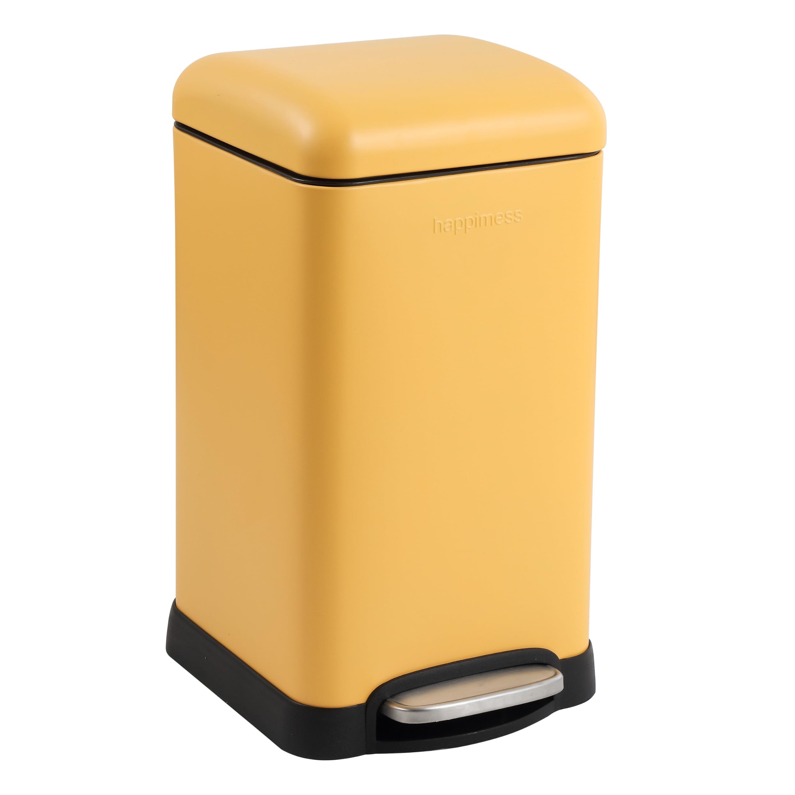 happimess HPM1012L Betty Retro Mini 3.2-Gallon Step-Open Trash Can, Daffodil Yellow for Home, Kitchen, Bathroom, Living Room, Of