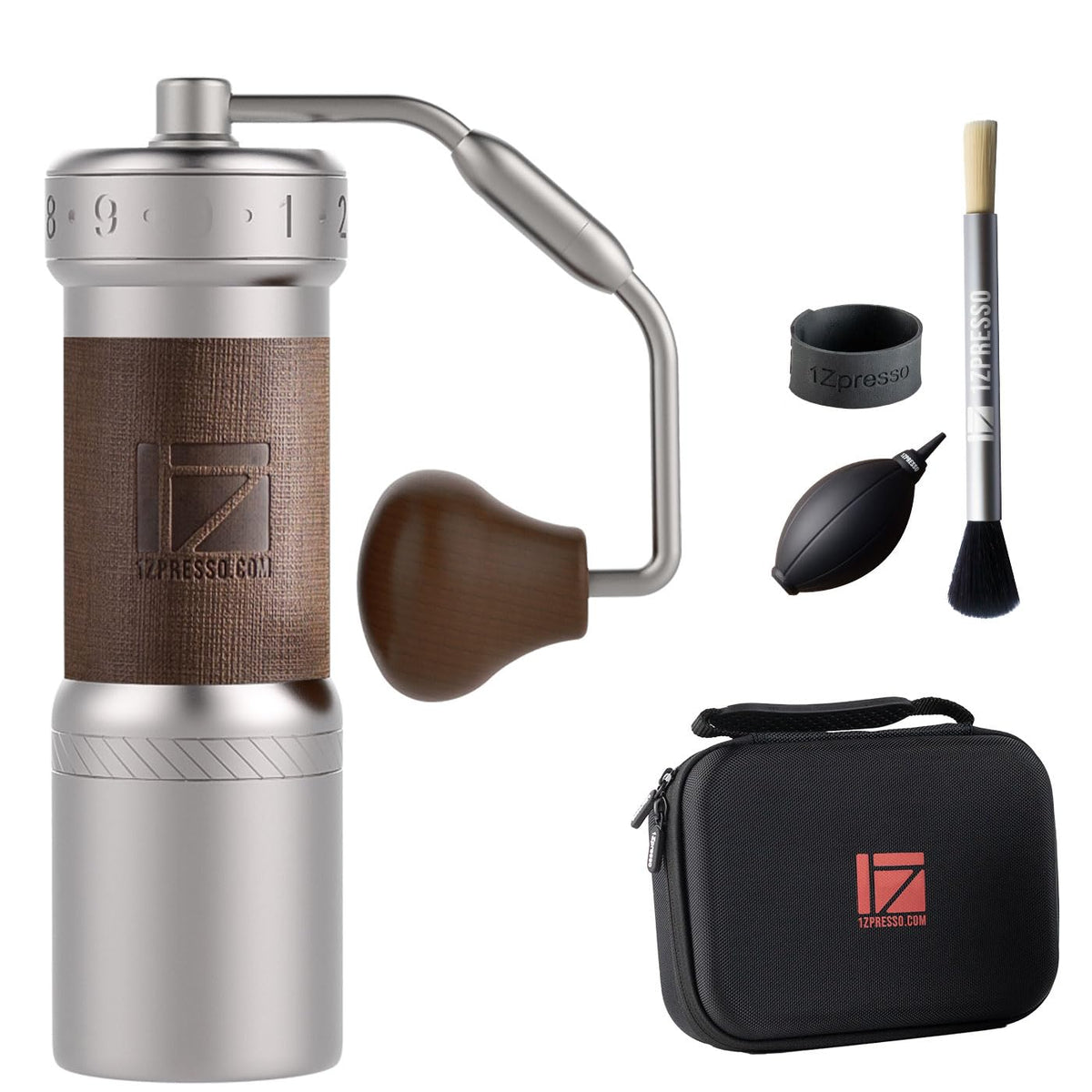 1Zpresso K-Ultra Manual Coffee Grinder Silver With Carrying Case, Assembly Consistency Grind Stainless Steel Conical Burr, Folda