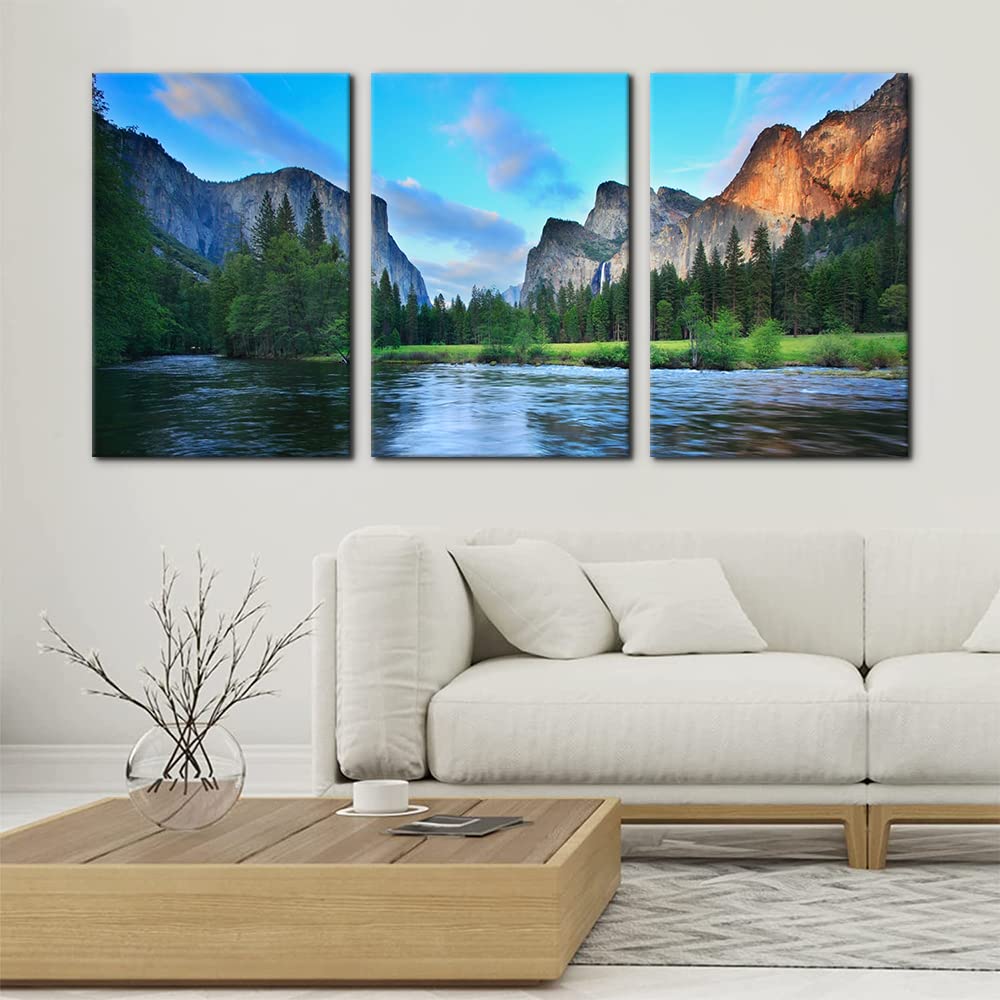 Pacimo Mountain Canvas Wall Art Panorama Of Yosemite Valley Pictures Painting National Park Modern Artwork Lake Nature Landscape
