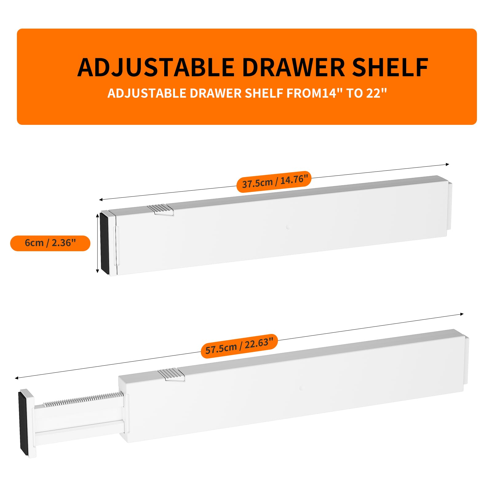 Canfanni Drawer Dividers 3 Pack, 2.36'' High, 14.76-22.6'' Adjustable Drawer Divider for Clothes, Plastic Dresser Organizer for