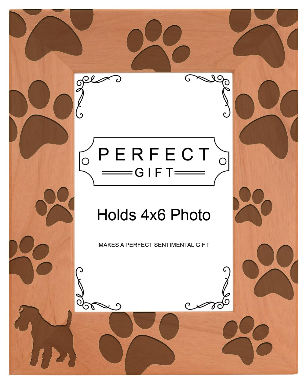 Gifts For All By Rachel Olevia Dog Lover Gift Miniature Schnauzer Paw Print Natural Wood Engraved 4x6 Portrait Picture Frame Woo