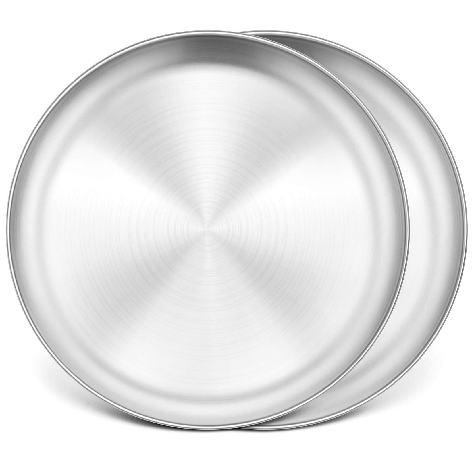 P&P CHEF Pizza Pan Set of 2, Stainless Steel Pizza Tray, Round Pizza Plate For Pie Cookie Pizza Cake, Non Toxic & Heavy Duty, Di