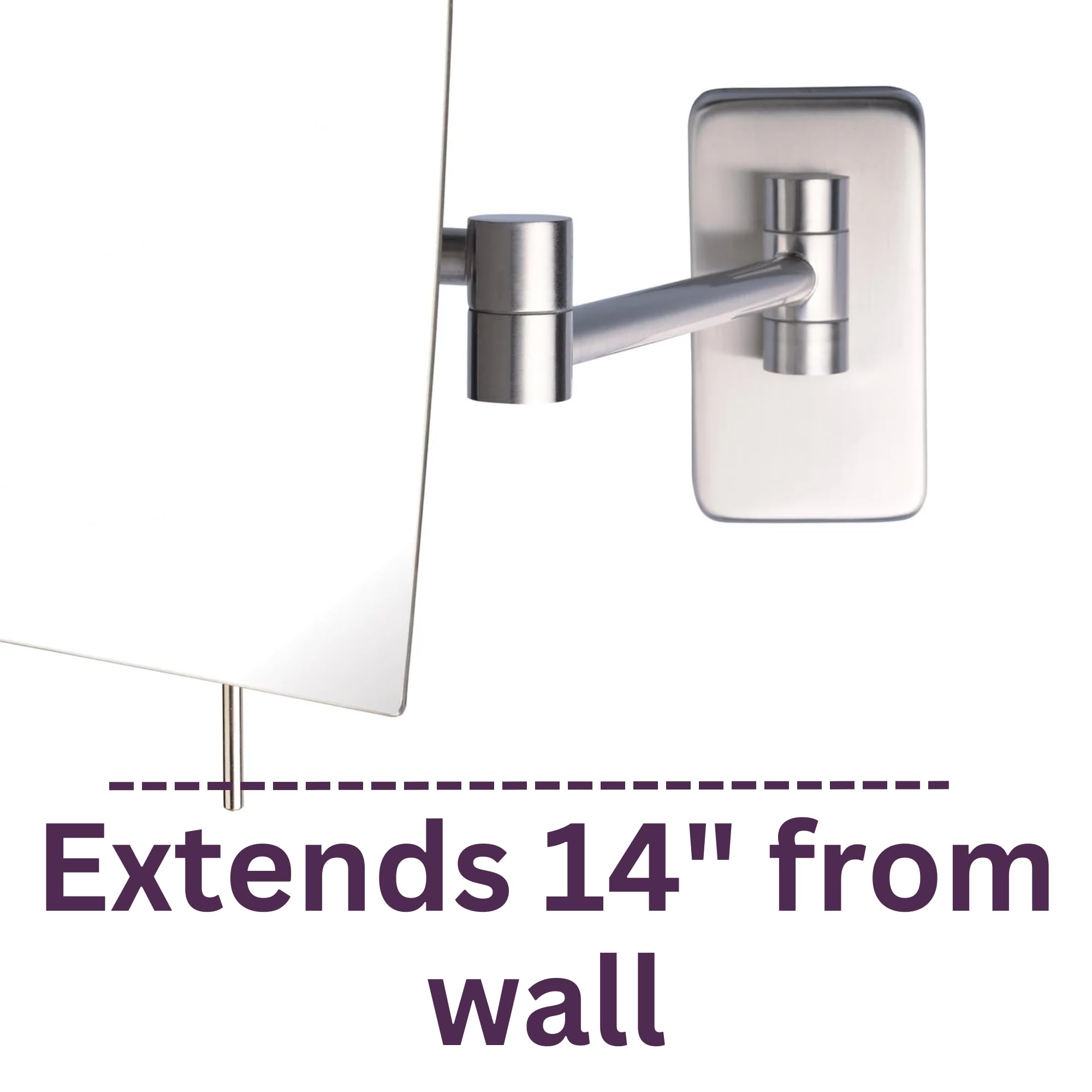 Jerdon 8.75-Inch X 6.5-Inch Wall Mount Makeup Mirror - Personal Mirror With 5X Magnification & 14 Inch Wall Extension - Nickel W