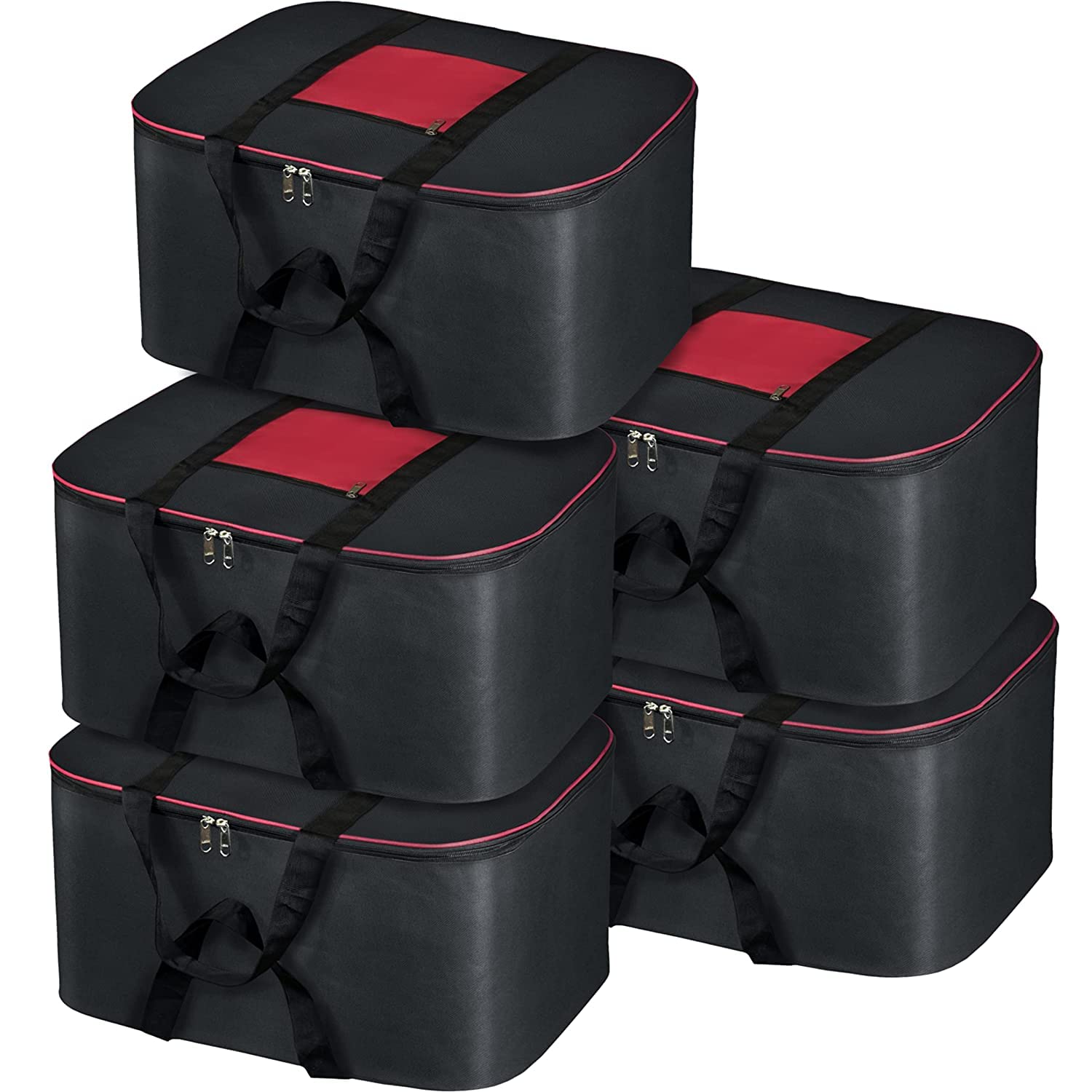Rylan 5 Pack Big Underbed Storage Bag Moisture Proof Cloth Organiser With Zippered Closure And Handle For Wardrobe, Saree, Shirt