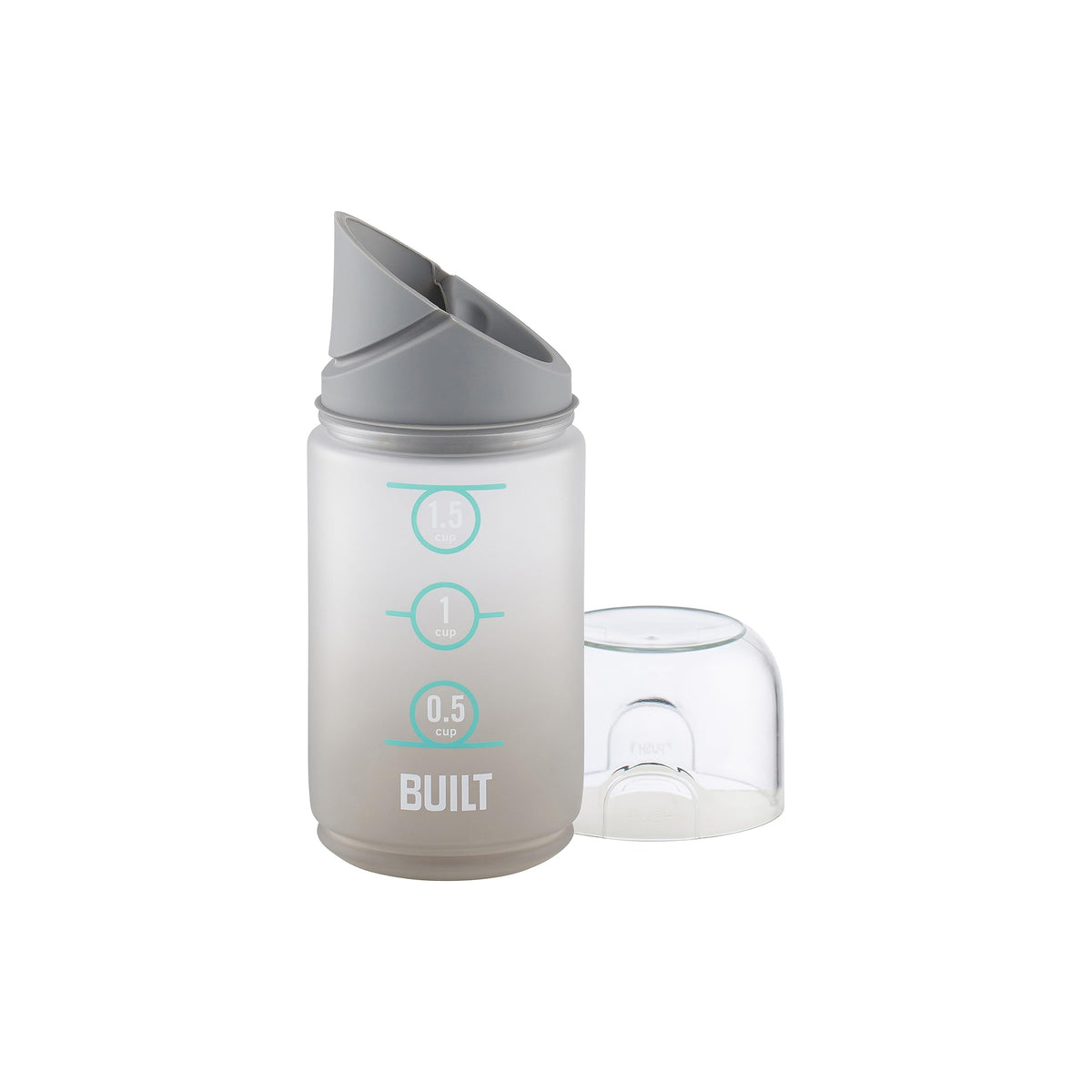 Built 12 Ounces Tidbit On The Go Snack Container With Lid And Pourer, Food And Snack Storage With Measure Marks, Concrete Grey