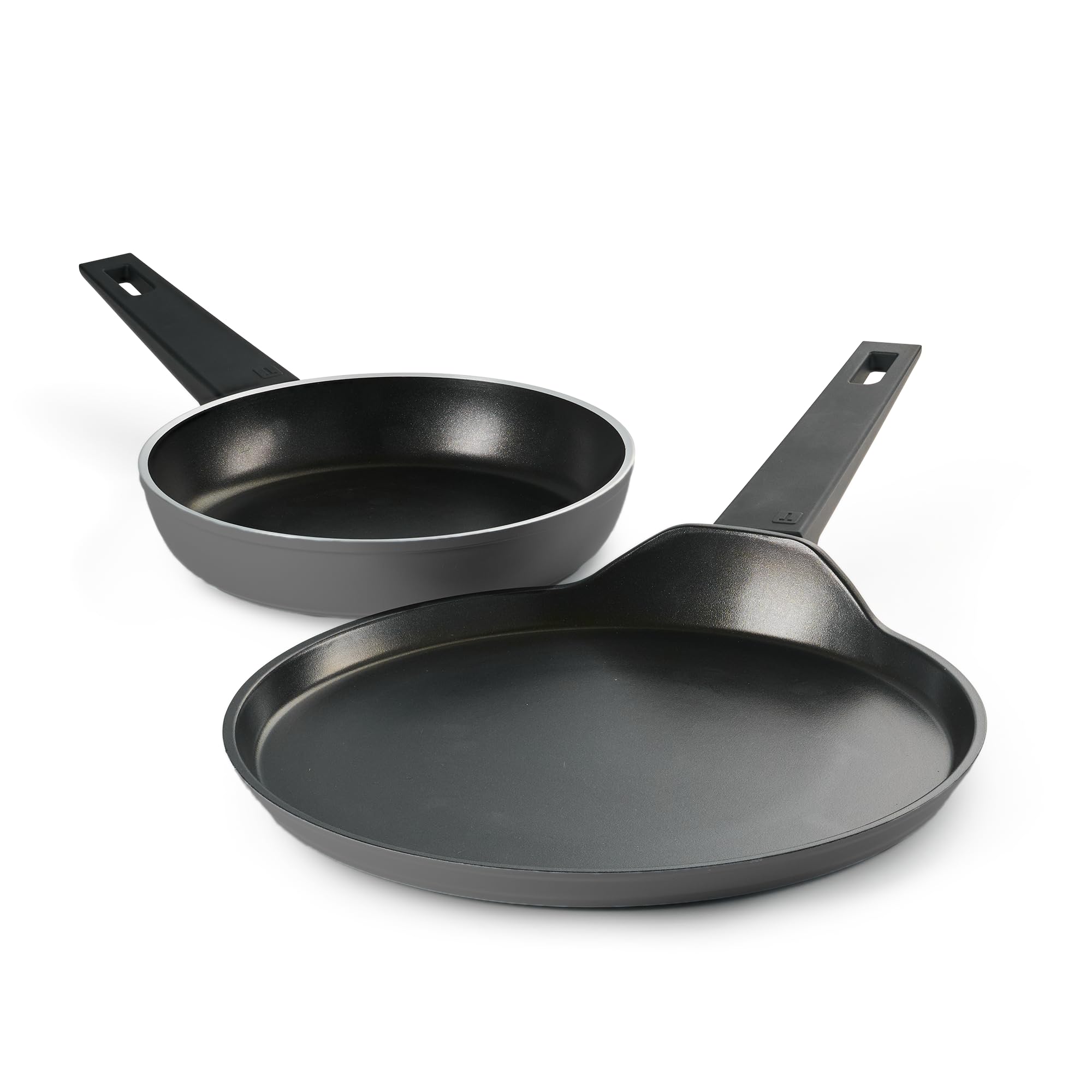 Tramontina Chroma Cookware Set Of 2 - Fry Pan 20 Cm & Dosa Tawa 28 Cm | Ceramic Reinforced Cookware | Cold Forged | Bakelite Han