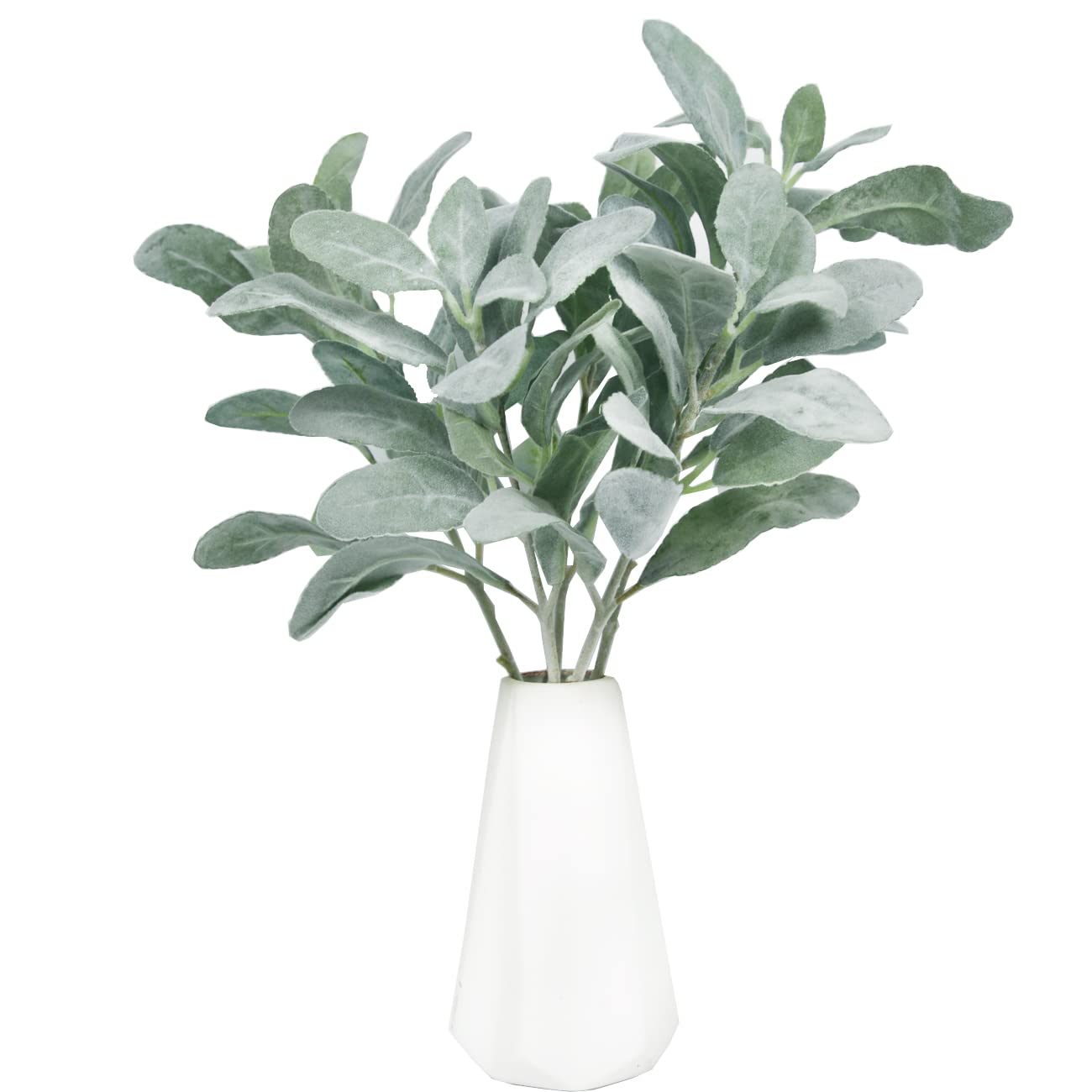 Tinsow Artificial Flocked Lambs Ear Leaves Dusty Miller Stems Flocked Oak Leaves Lambs Ear Foliage for Home Wedding DIY Floral 