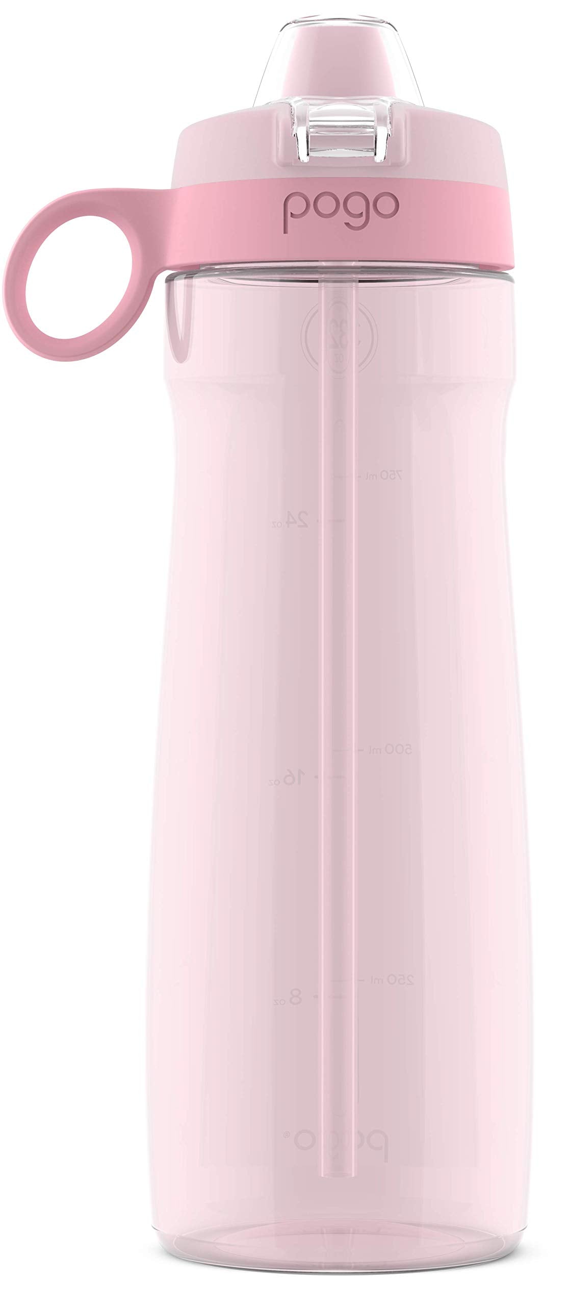 Pogo Bpa-Free Tritan Plastic Water Bottle With Soft Straw, 32 Oz, Pink Satin