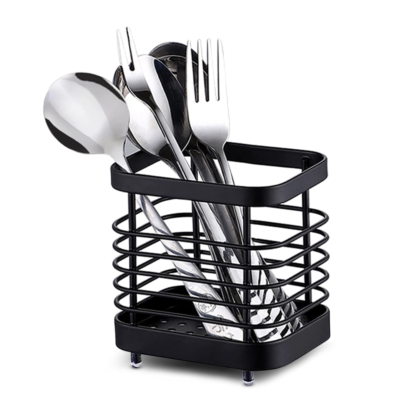 Stainless Steel Utensil Drying Rack, Silverware Drying Basket Basket Draining Basket Kitchen Dish Drainer Dish Drying Rack(S-Bla