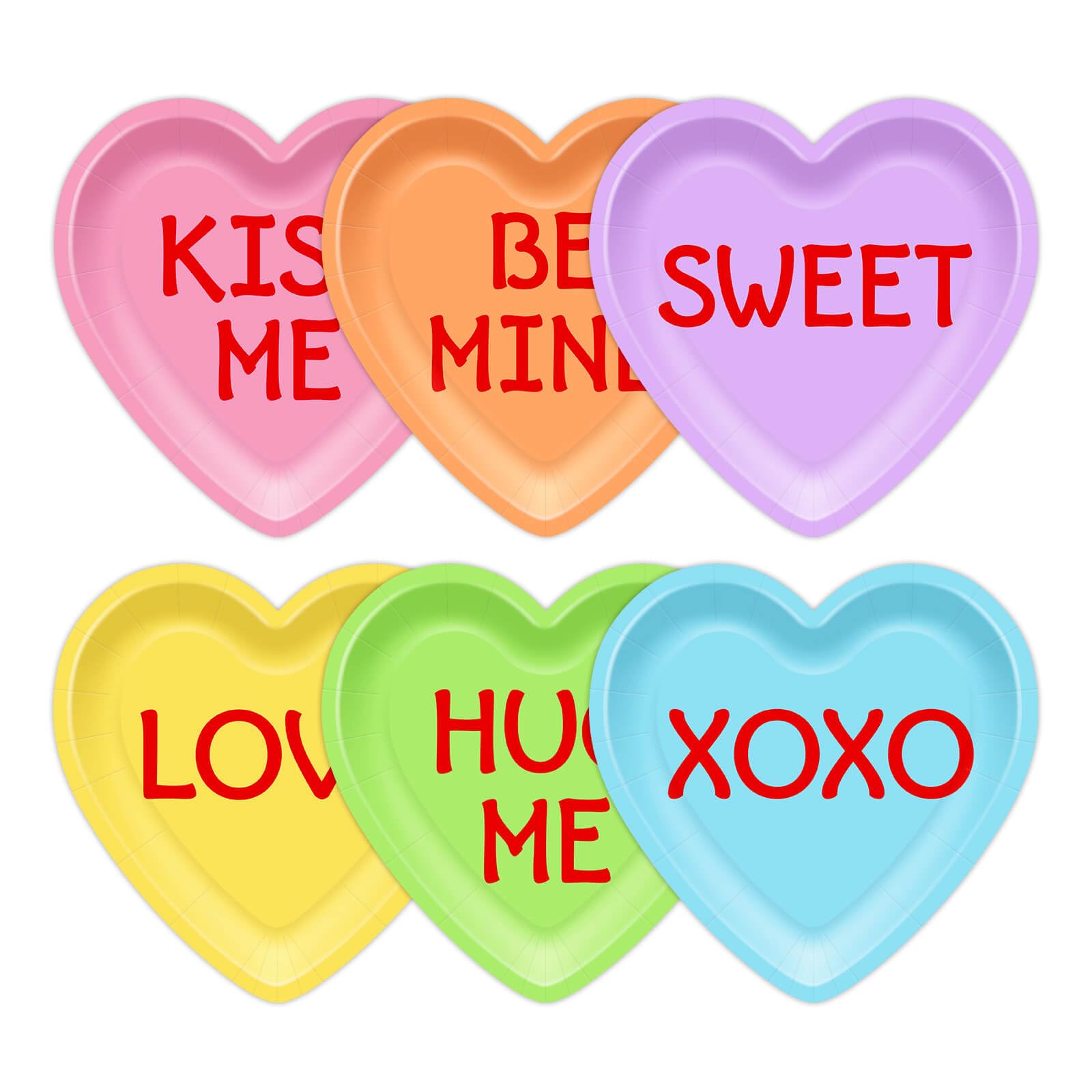 Aysimple 60 Pcs Valentine'S Day Paper Plates 9 Inch Conversation Hearts Disposable Plates Sweetheart Shaped Valentine'S Dinnerwa