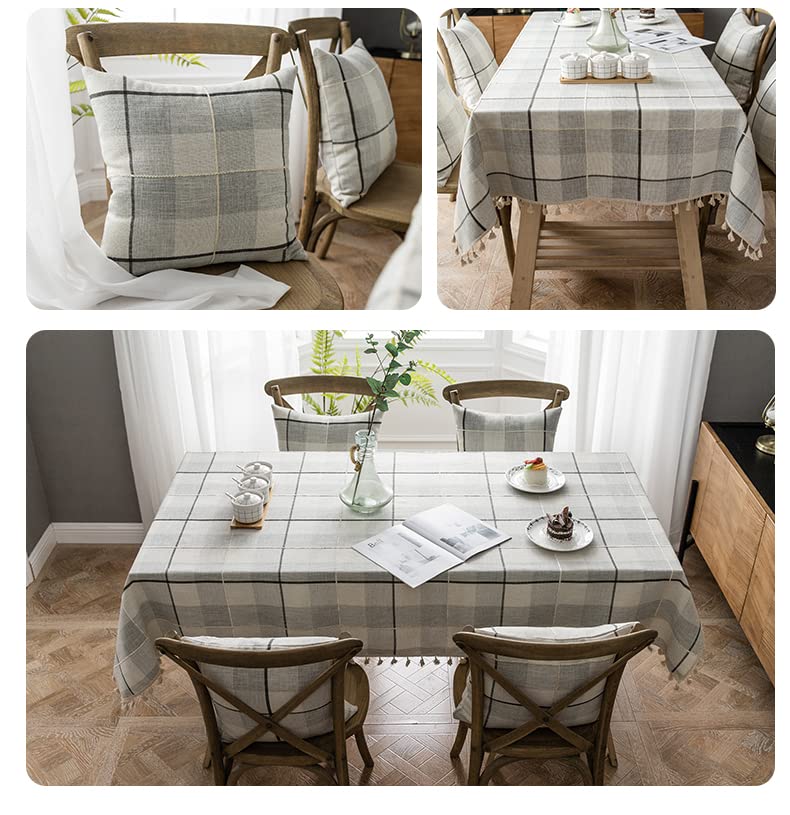 Neelvin Rustic Rectangle Burlap Thick Tablecloth Cotton Linen Table Linens Tablecloths Waterproof Wrinkle Free Table Cover for Kitchen Dinning 55''x55'' 4 Seats
